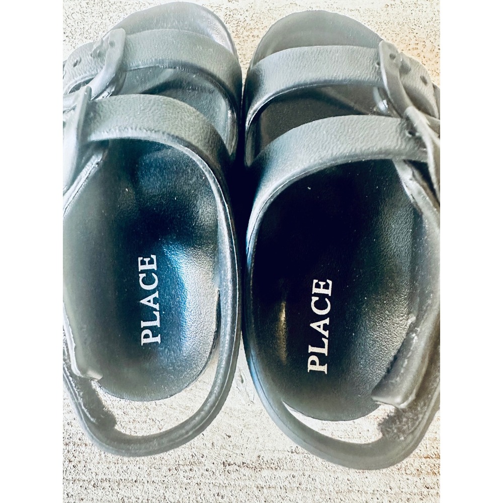 The children's place Black Toddler Sandals Adjustable Buckle Straps Casual Shoes - Picture 3 of 5